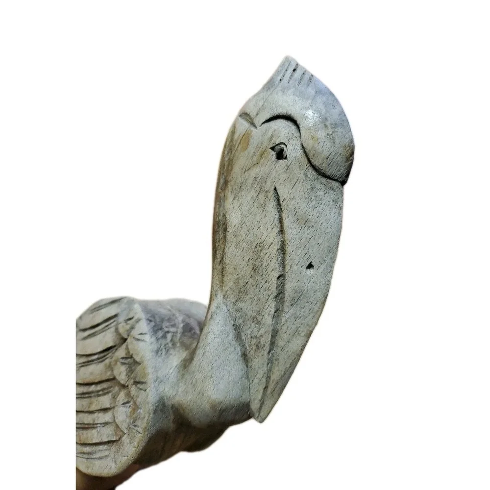 Vintage Hand Carved‎ Wooden Pelican Bird Folk Art Primitive Statue 12
